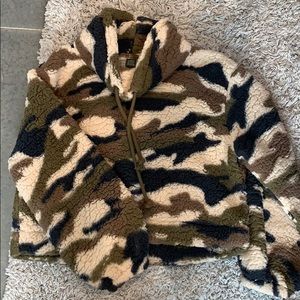 Camo Fuzzy turtleneck sweater